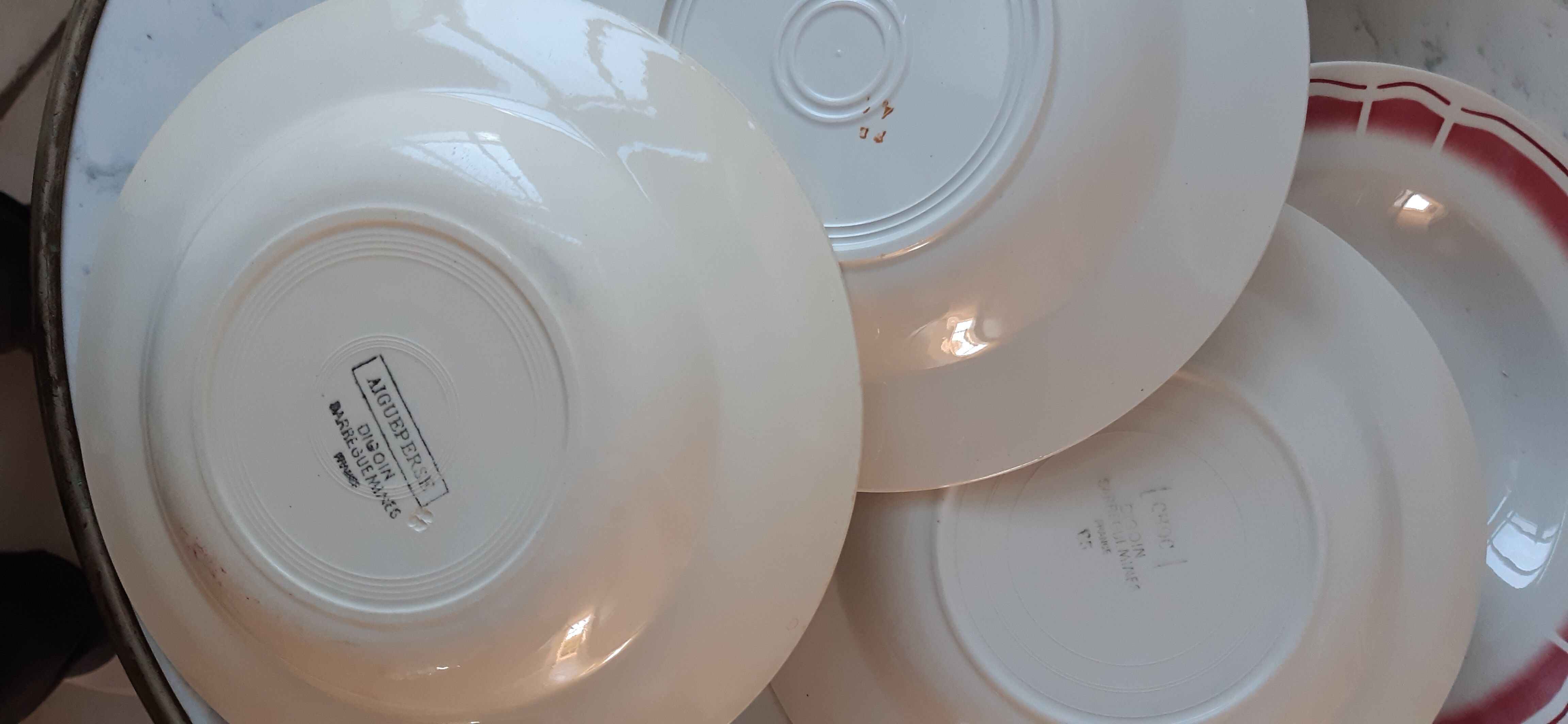 Set of 6 hollow plates Digoin Sarreguemines mismatched