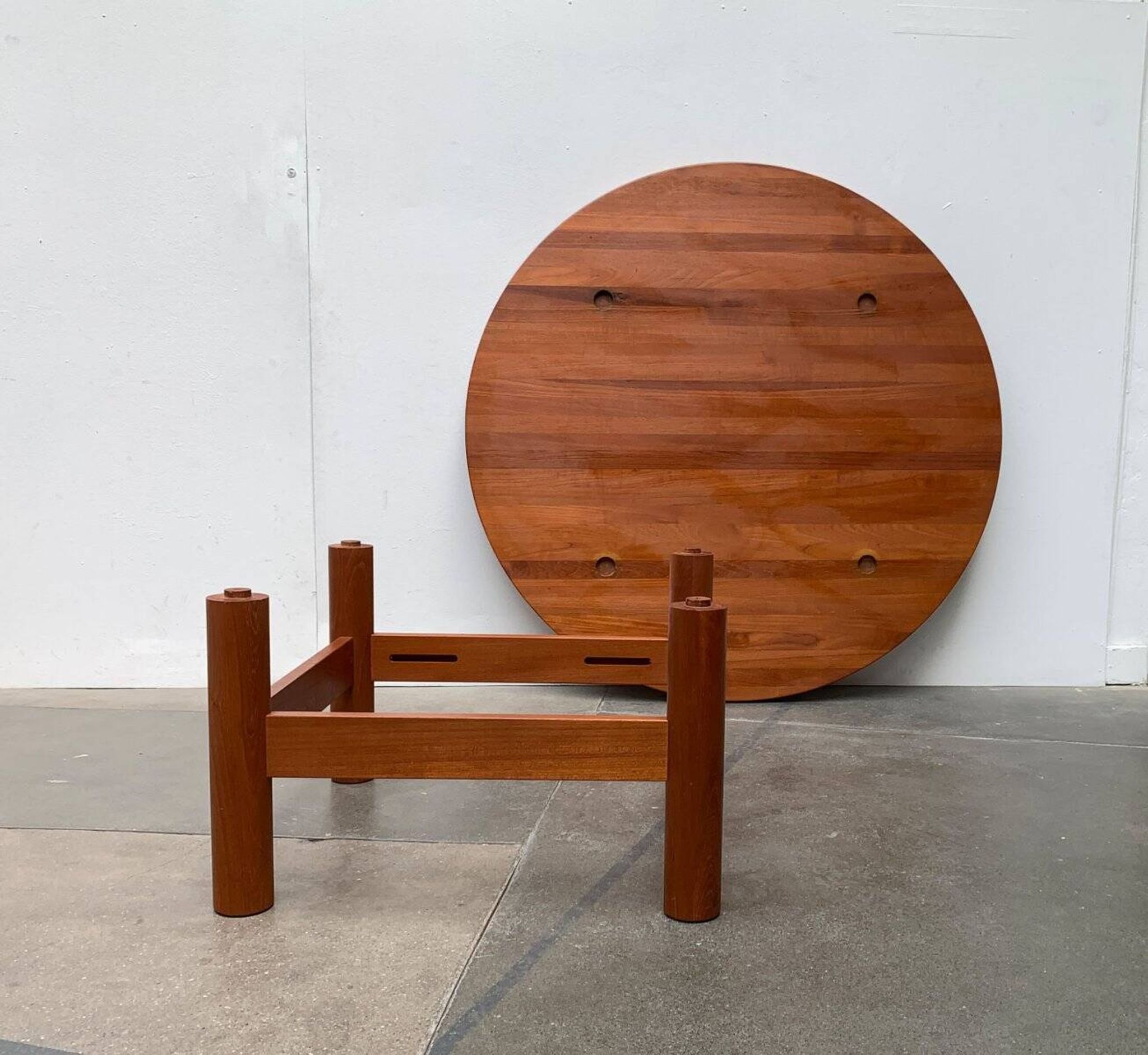 Large Danish brutalist coffee table in solid teak, 1960s.