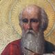 19th Century Round Icon of the Holy Apostle John the Theologian in Oak & Go