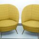 Pair of Ico Parisi-Style Armchairs in Original Fabric, Italy, 1950s