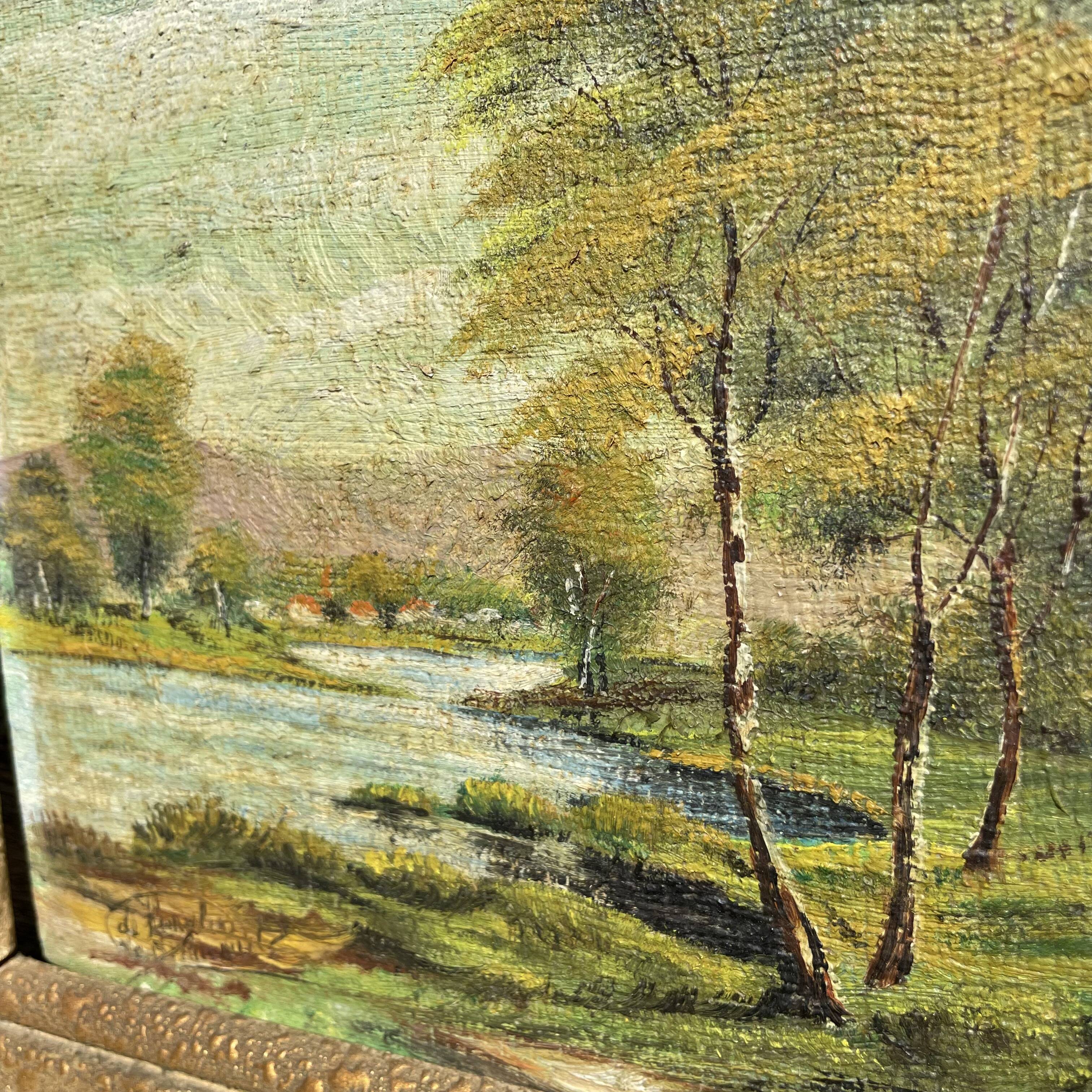 Landscape painting on panel