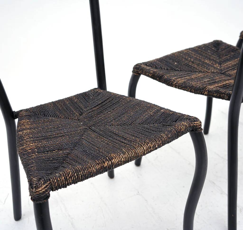 Black Manila dining chairs by Val Padilla for Conran, c.1980