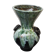 Old black enamelled ceramic Gaubier vase with green white vintage drips
