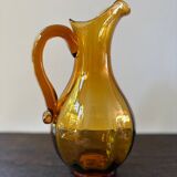 Vintage orange mouth-blown glass pitcher