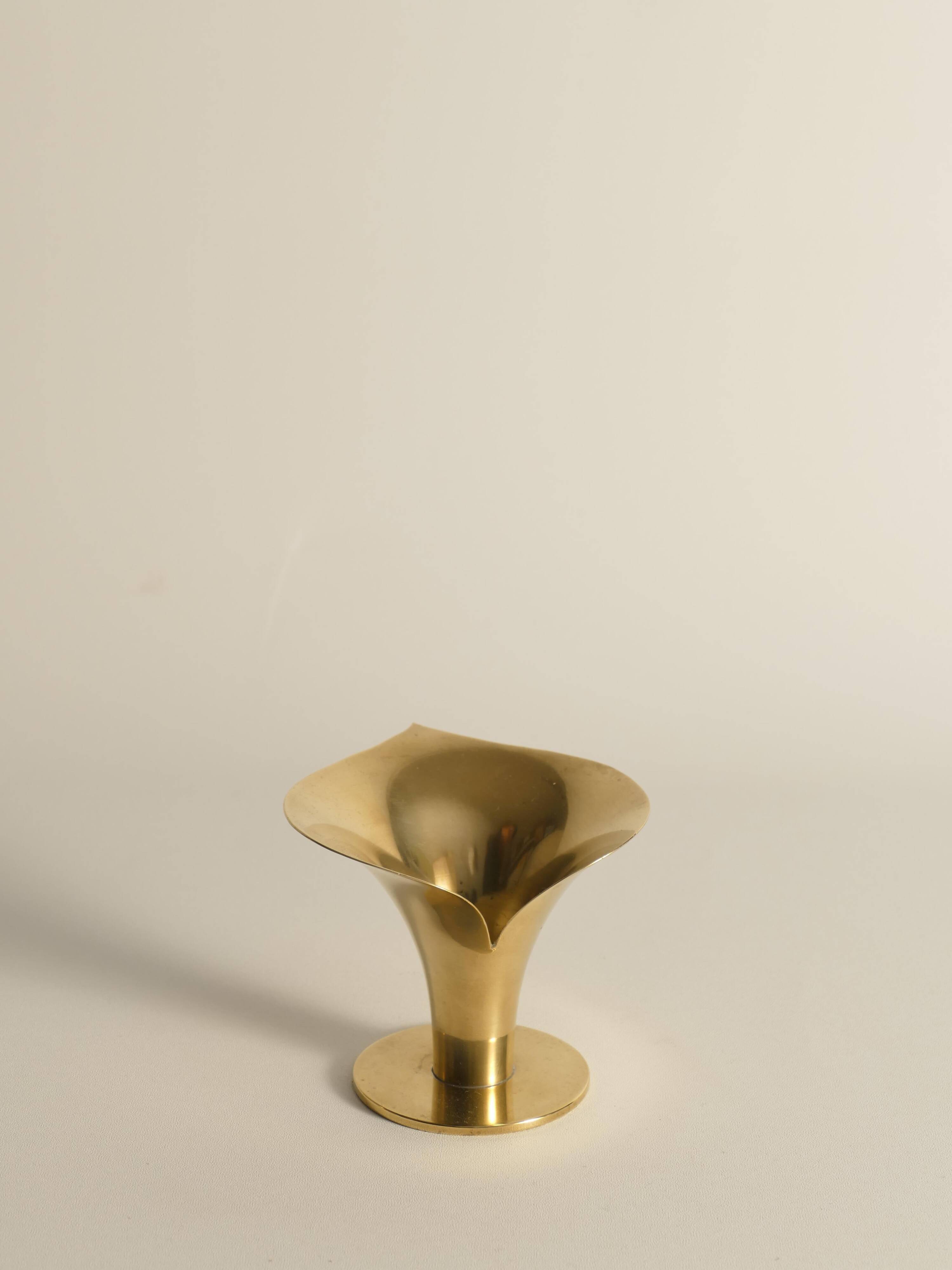 Art Deco Brass Calla Lily Candle Holder by Carl-Einar Borgström for Ystad-Metall