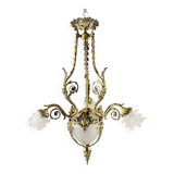 Louis XV style chandelier in bronze and glass, 19th century