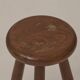 Vintage French tripod brutalist stool in solid wood (oak) C. 1960