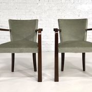 Pair of armchairs art deco 30/40 in wood and velvet