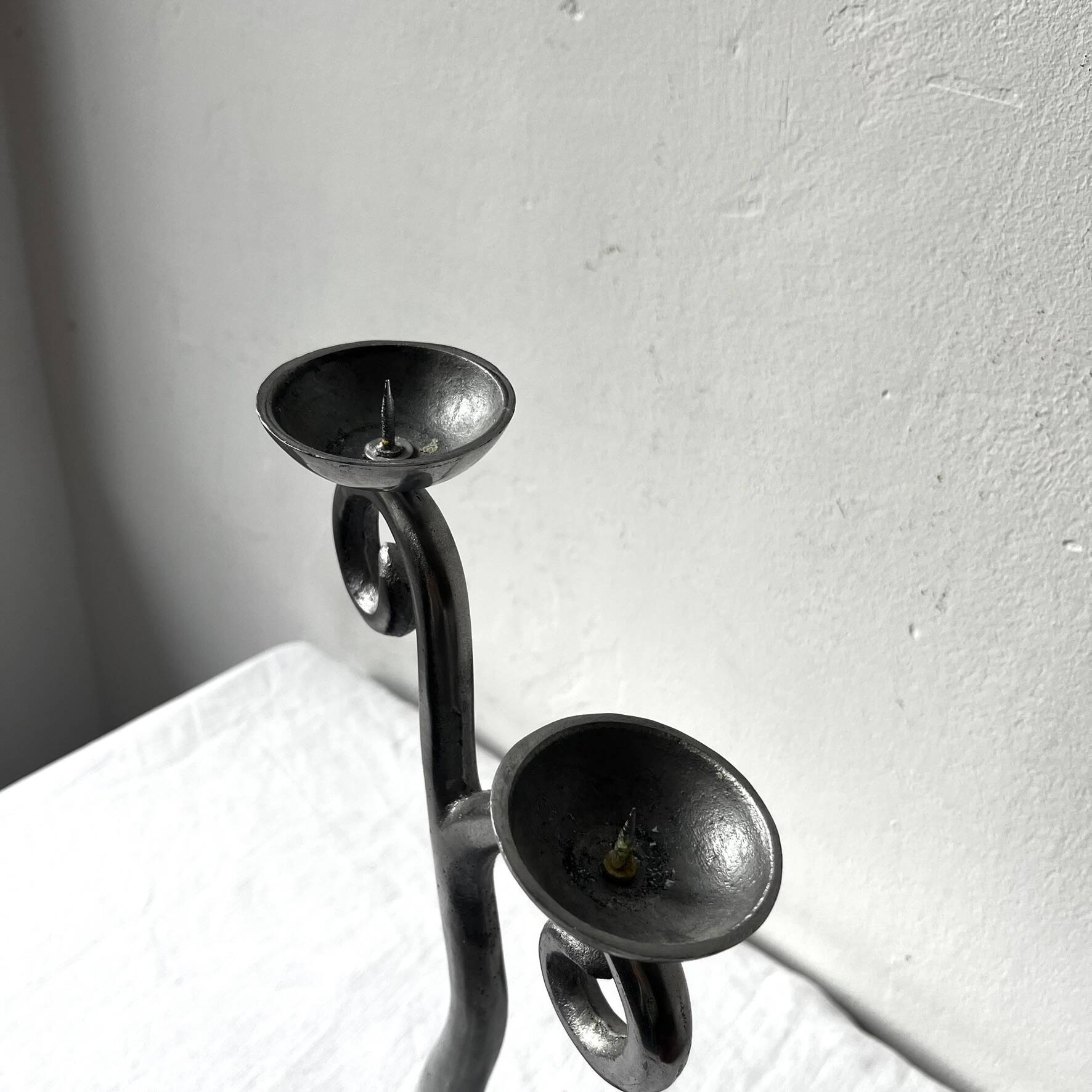 Aluminium candlestick / candelabrum, spiral design