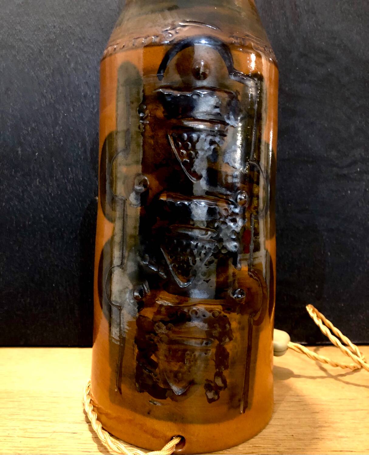 Large Danish ceramic lamp 1960 signed Hanne