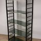 Vintage 1970s shelf in smoked glass with a bamboo-style structure.
