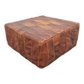 Brown Leather Pouf with Patchwork from de Sede, Switzerland, 1970s