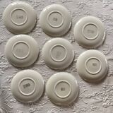 8 Assiettes à dessert Gien Fleurs peintes à la main Orange Vintage Année 70