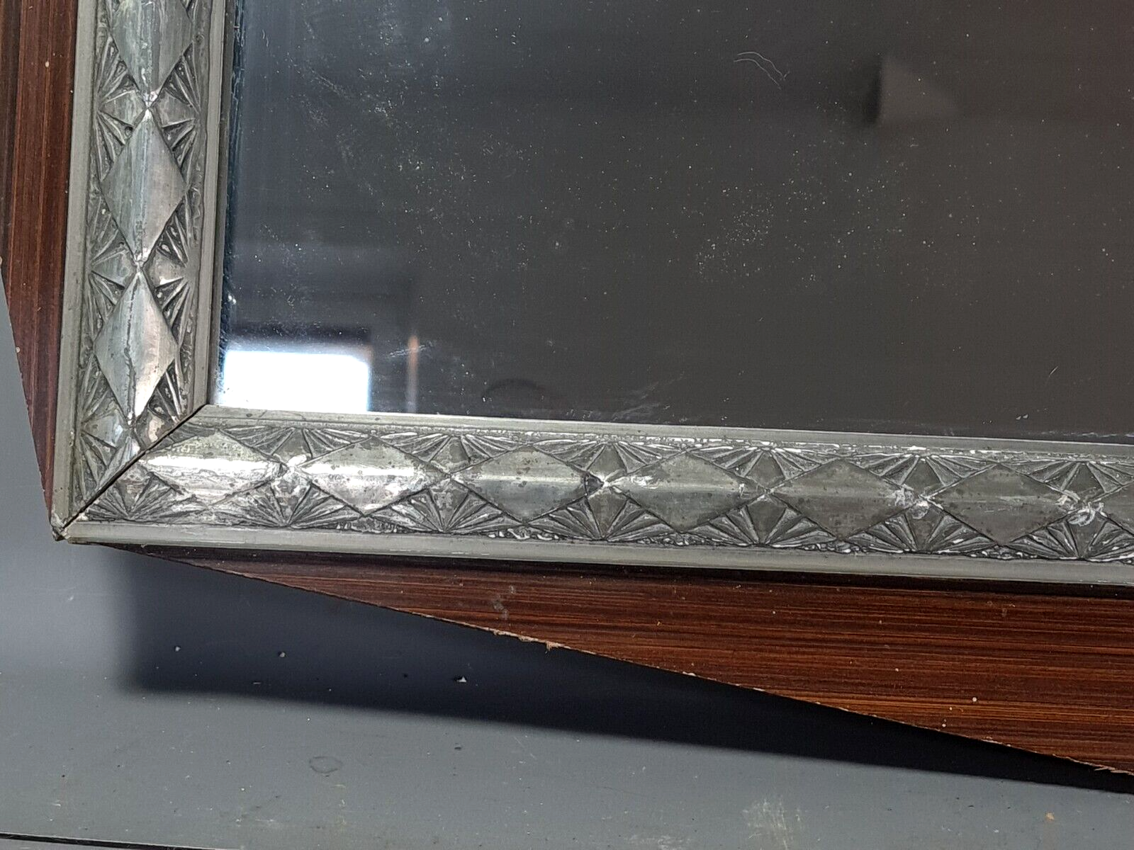 Art-deco mirror frame wood silver stucco 61x43 cm SB