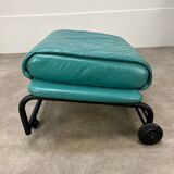 Postmodern design armchair and ottoman, 80s leather
