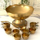 Brass Punch Bowl Set with 12 Cups, Ladle – French Vintage Mid-Century