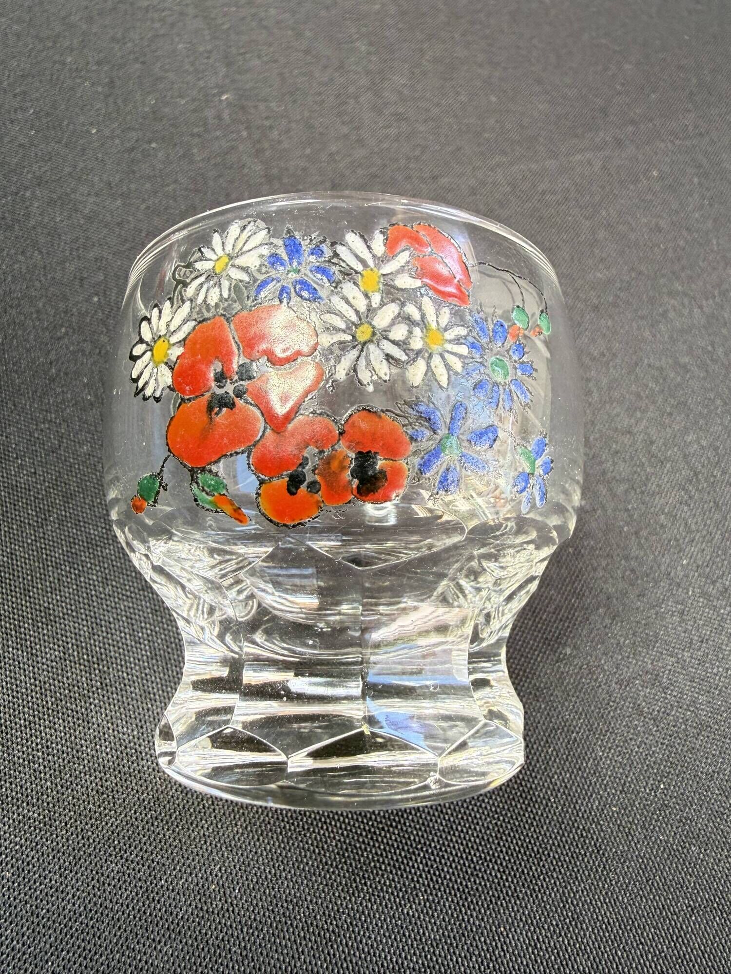 Enamelled glass service signed