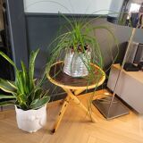 Vintage side table, end table with faux leather top