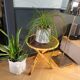 Vintage side table, end table with faux leather top