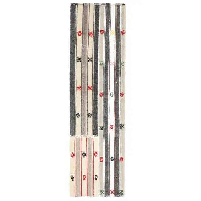 1970s Turkish Oushak Handmade Wool Cotton Beige Runner 68x250