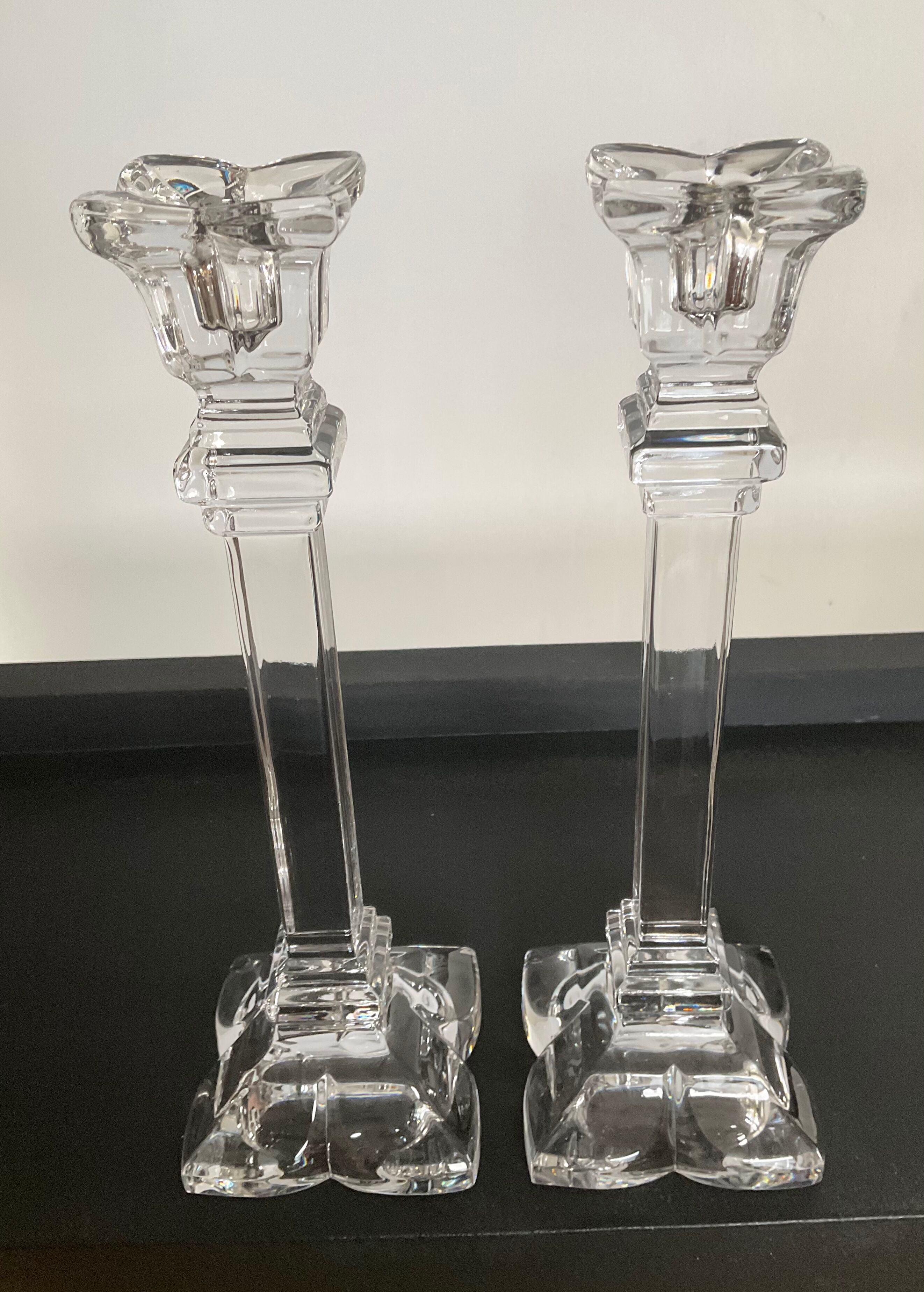 Pair of vintage crystal torch candlesticks from the 70s