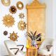 Vintage Italian golden sun mirror, mid-20th century.