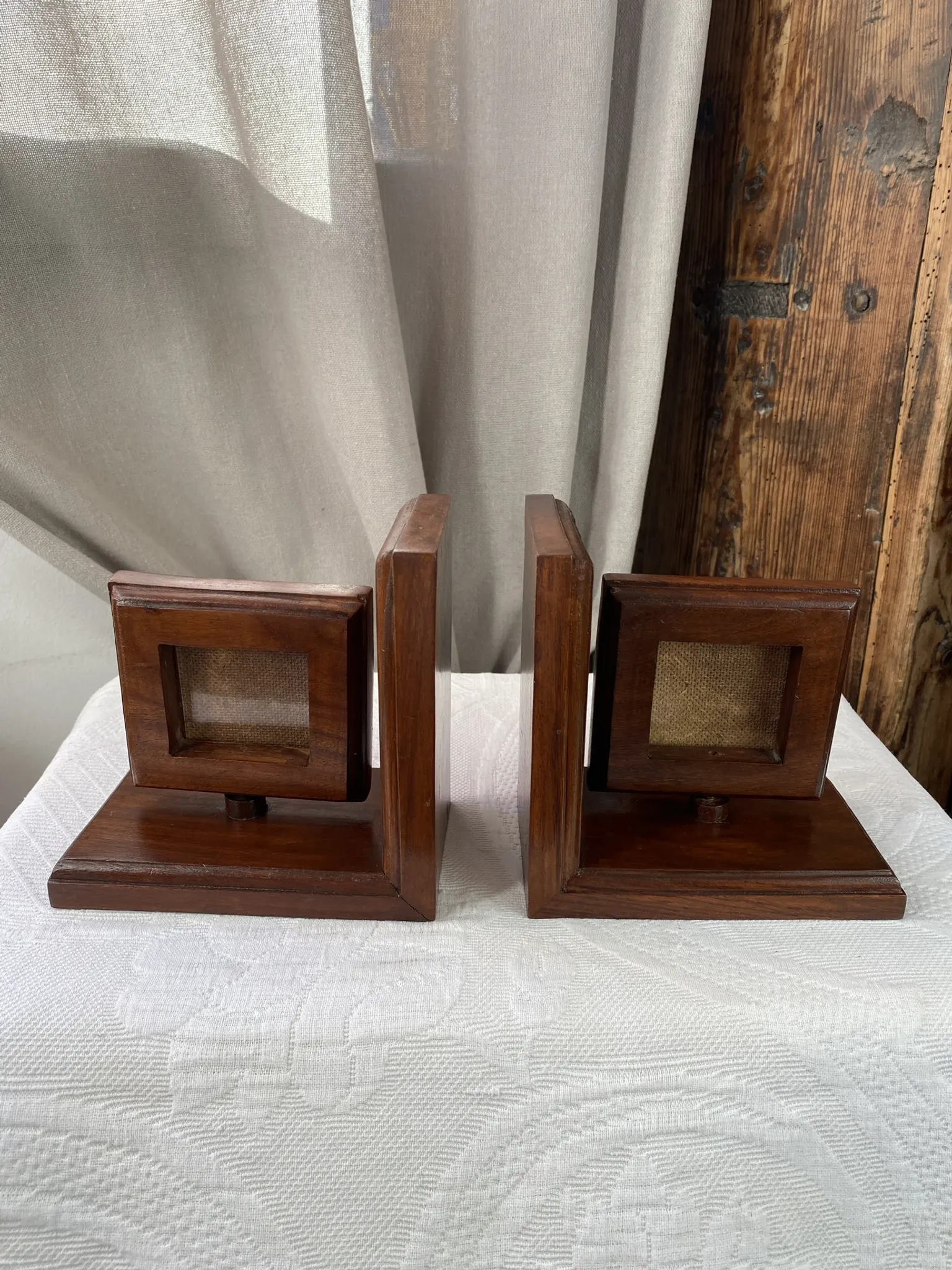 Pair of bookends, solid wood photo frames