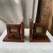 Pair of bookends, solid wood photo frames