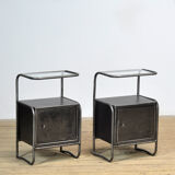 Set of iron bedside tables, 1950s