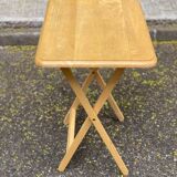Small Scandinavian folding side table in solid wood.