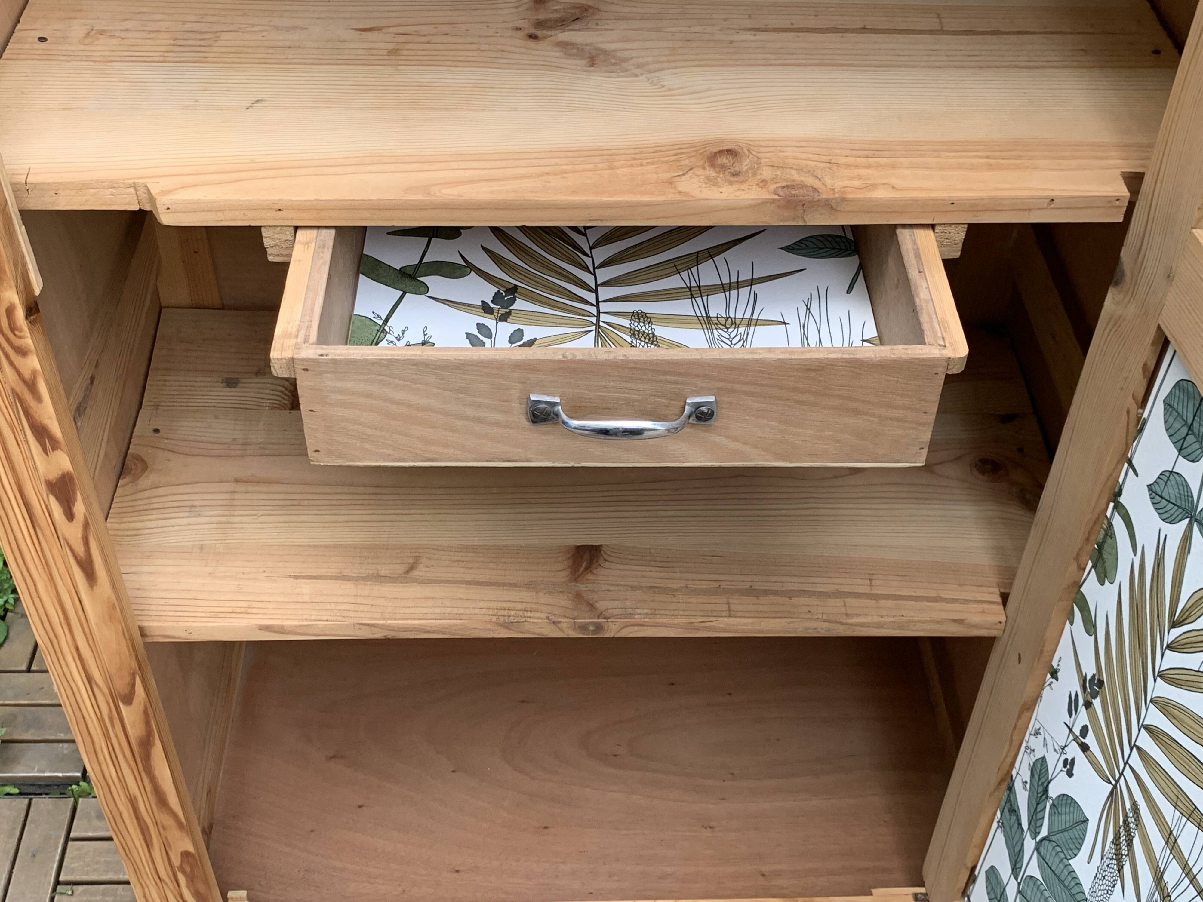 Parisian bonnet wardrobe, raw wood, 1950s