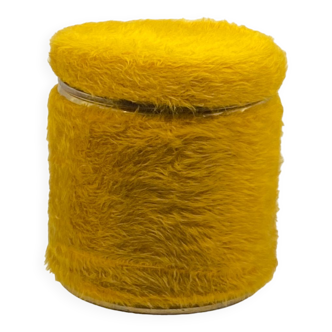 Vintage pouf, moumoute, mustard, Pelfran