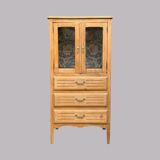 Art Deco glass-fronted Parisian buffet in raw wood