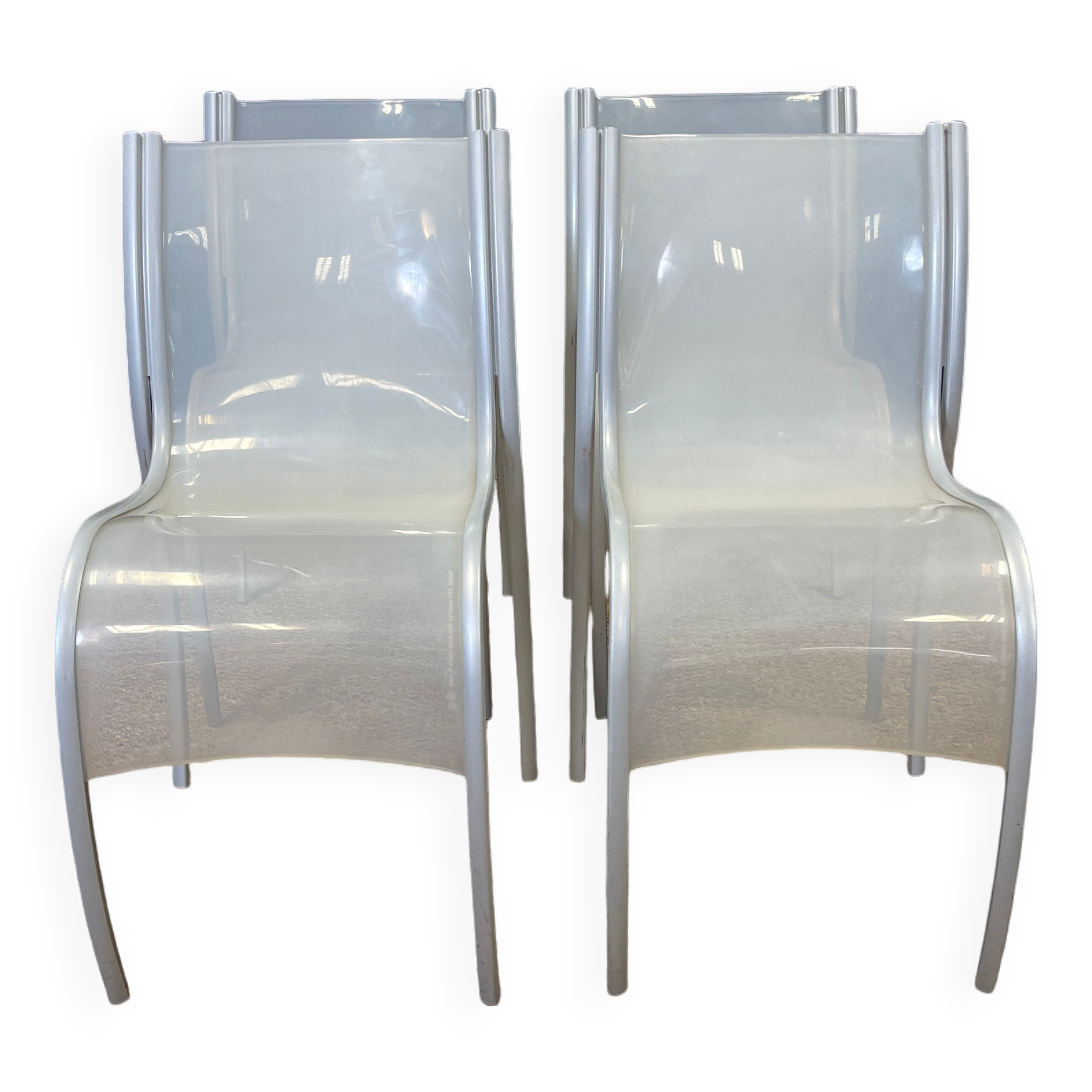 Set of 4 FPE chairs by Ron Arad for Kartell translucent grey 2000s Italy