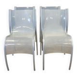 Set of 4 FPE chairs by Ron Arad for Kartell translucent grey 2000s Italy