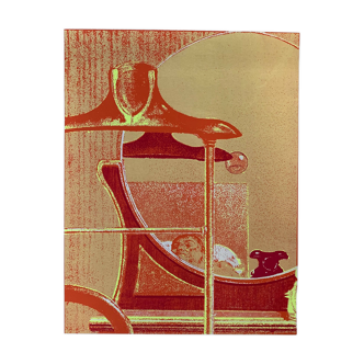 Lithographie Originale Jaune et Orange Issu de collection privé