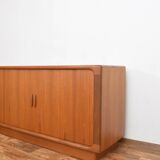 Mid-century danish teak sideboard with tambour doors from dyrlund, 1960s.
