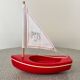 Tirot 200 wooden pond sailboat, navigable vintage toy.