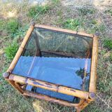 Rattan coffee table and smoked glass