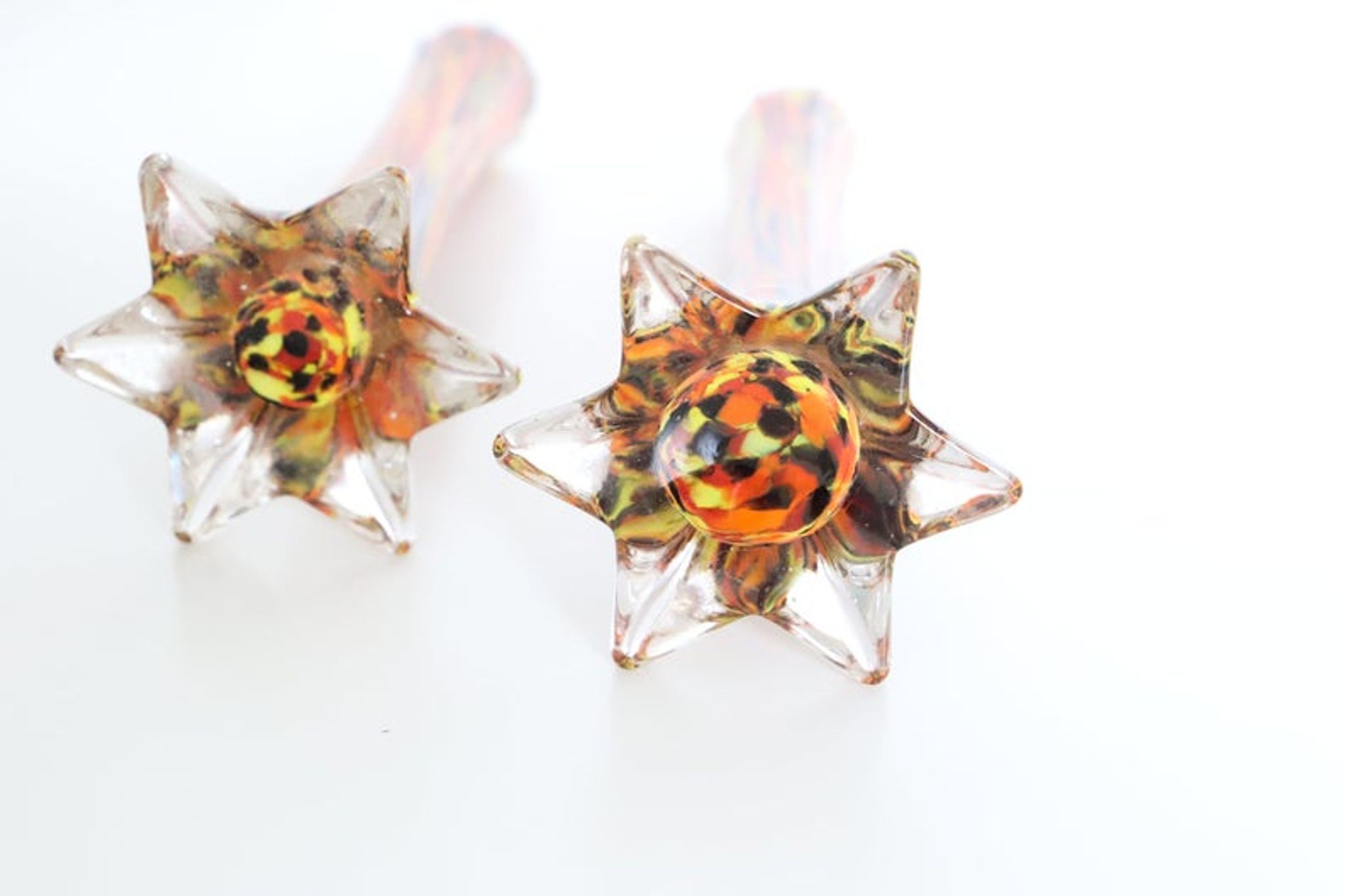 Duo of soliflores in mouth-blown glass