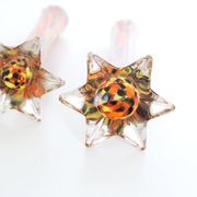 Duo of soliflores in mouth-blown glass