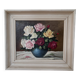 Vintage original floral rose oil painting, signed flower art