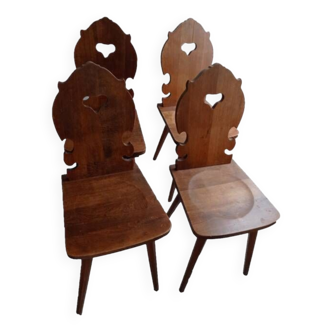 set of 4 Alsatian chairs in solid oak