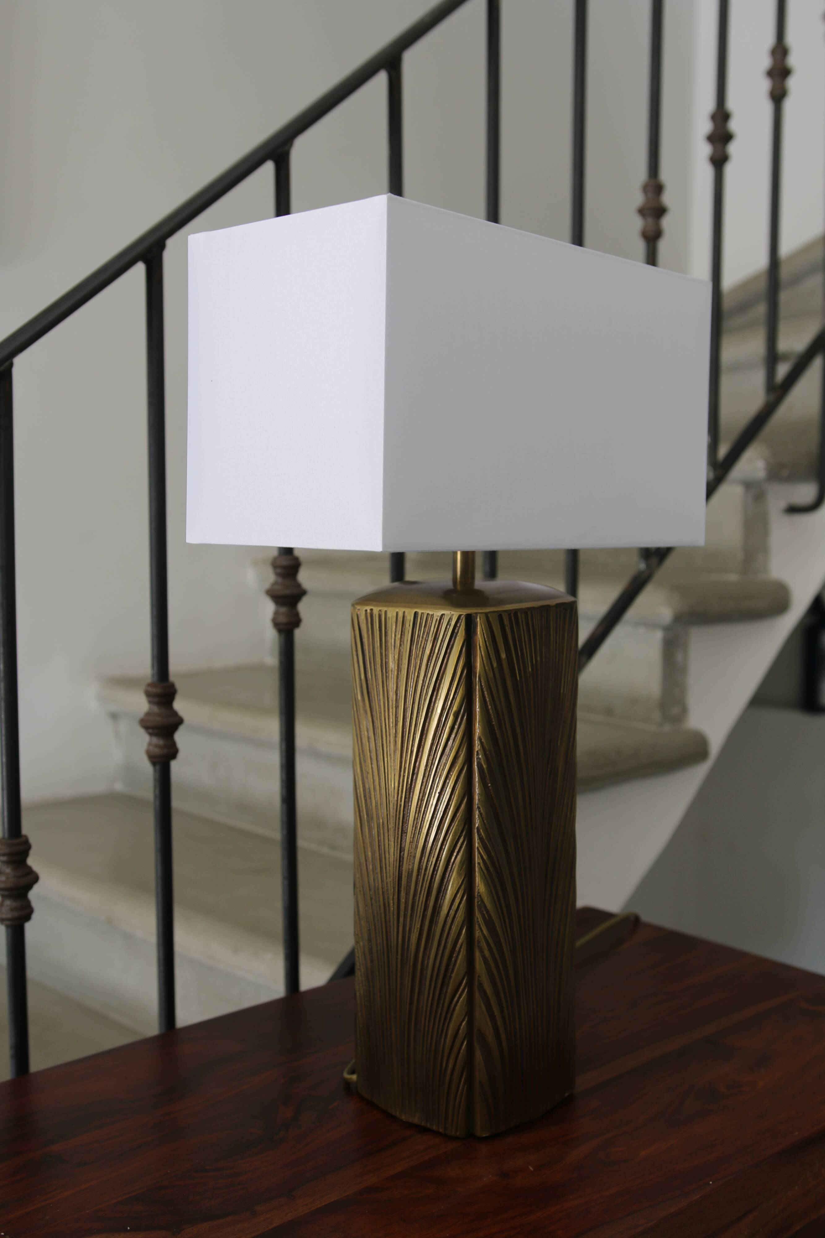 Brass and bronze lamp, Luciano Frigerio, Italy, 1970s