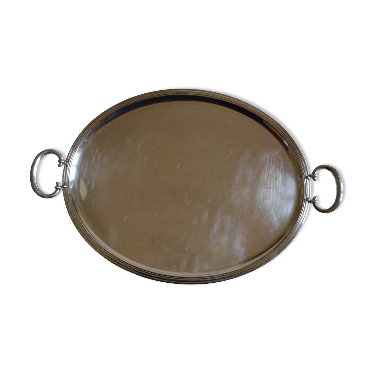 Christofle Silver-plated metal serving tray + box 64 x 42 cm