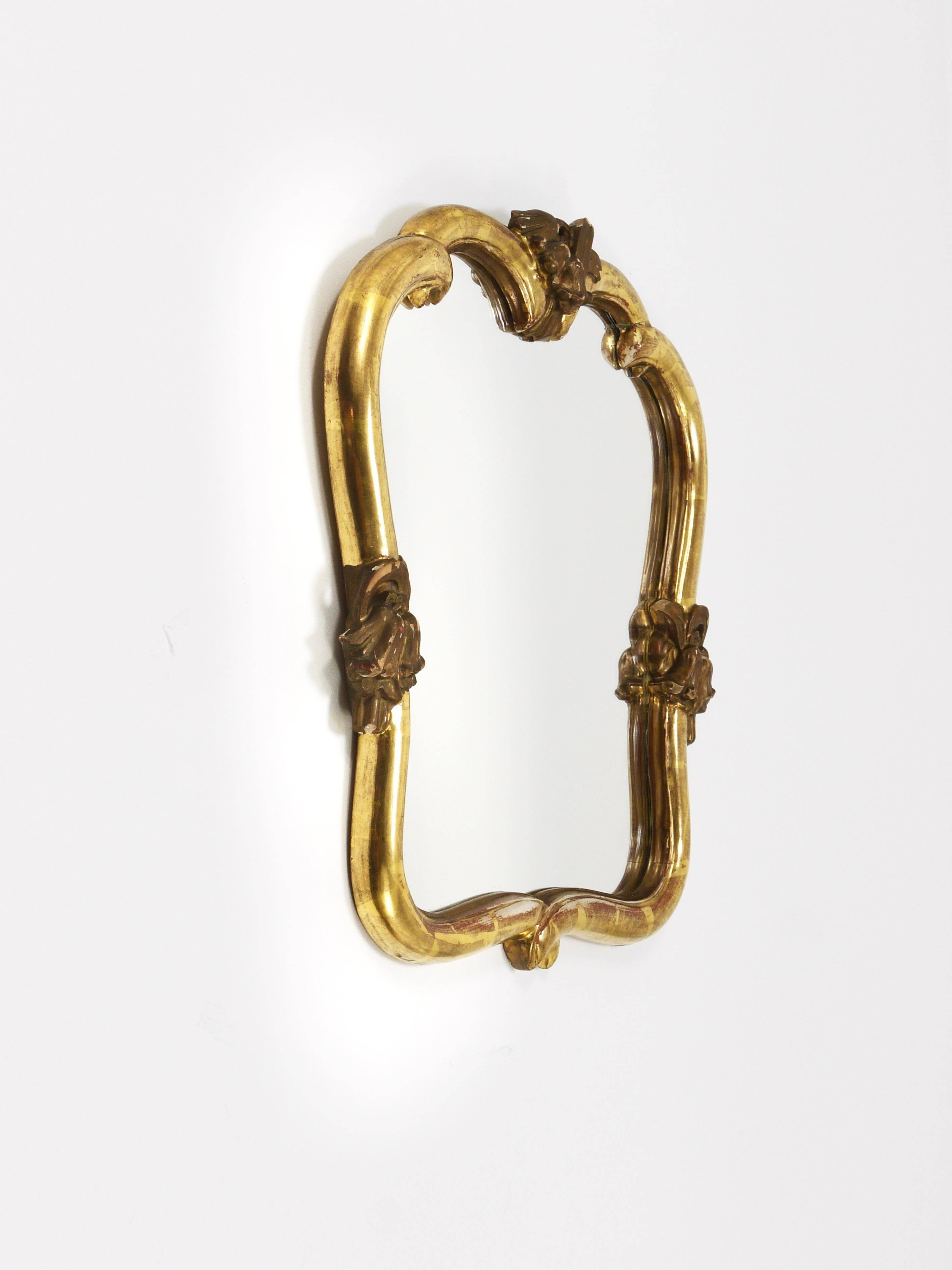 Max Welz Vienna Art Nouveau Hand-Carved Gilded Wood Wall Mirror, Austria, 1930s