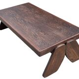 Vintage Coffee Table Wengé Brutalist Postmodern 70's Design