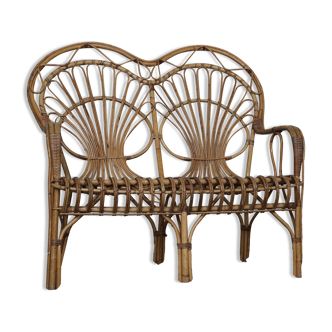 Rattan bench of the 60s