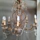 Large brass and glass chandelier