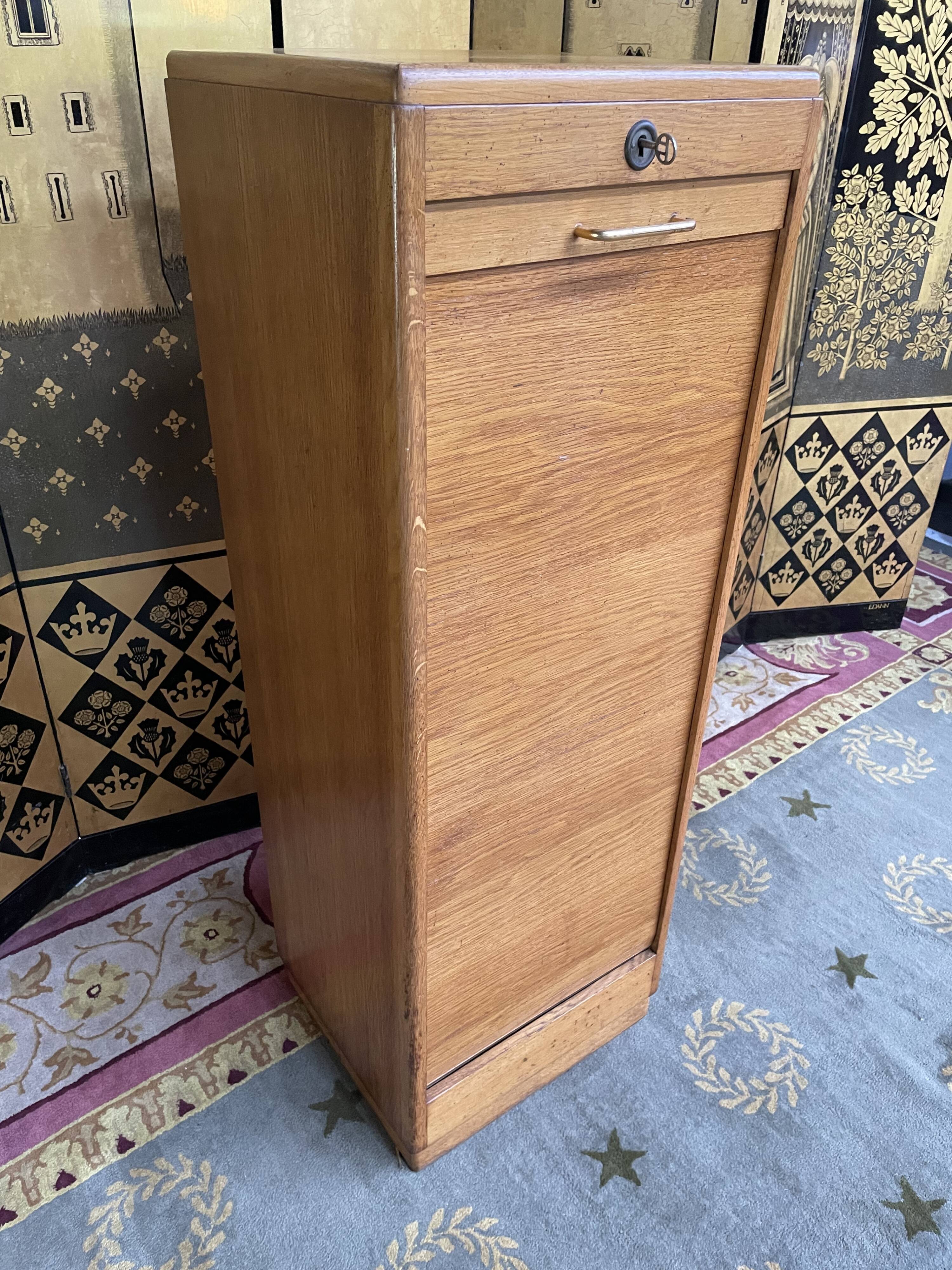 Oak notary curtain filing cabinet